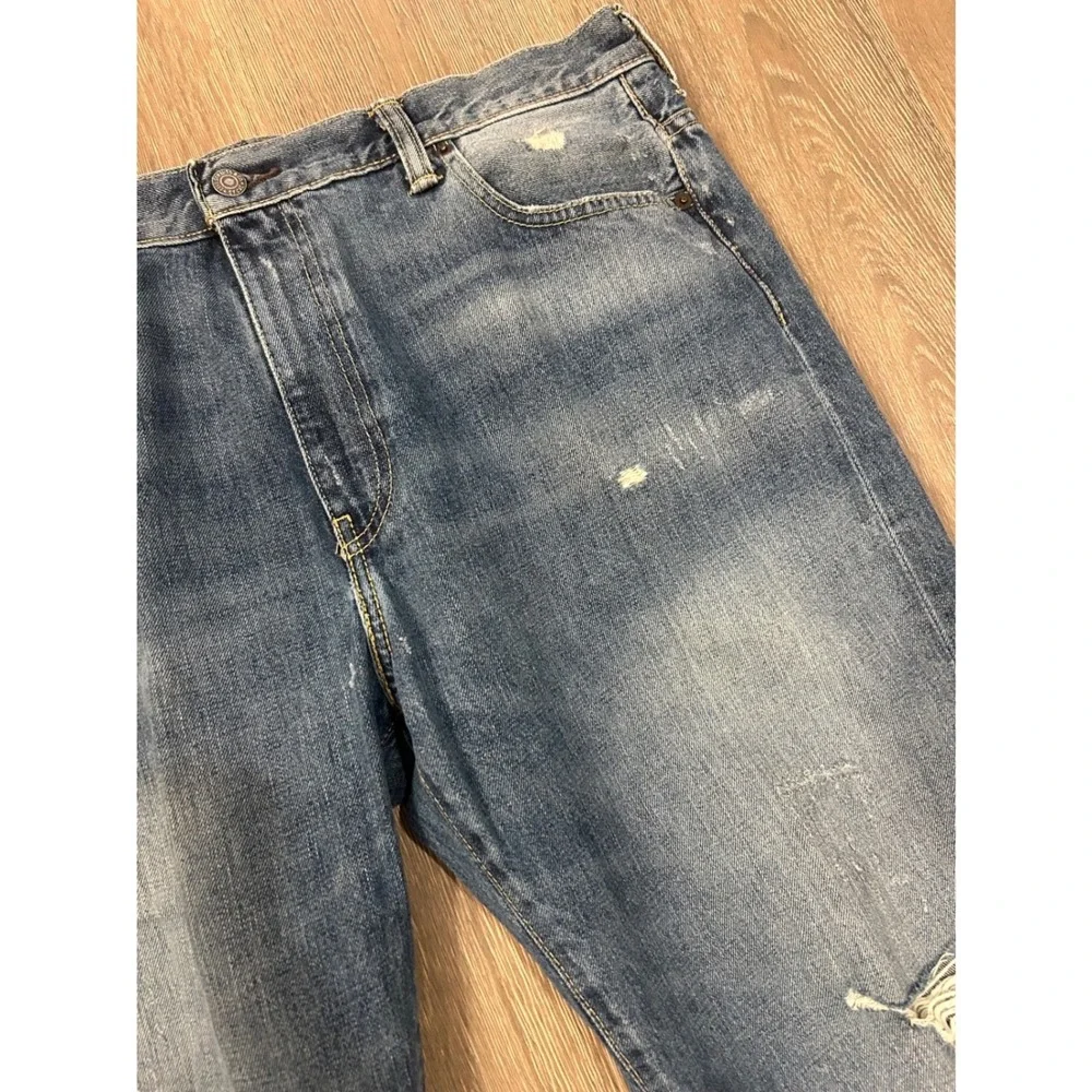 Levis 569 Loose Straight‎ Leg Distressed Blue Denim Jeans Mens 36x30 00569-0282
